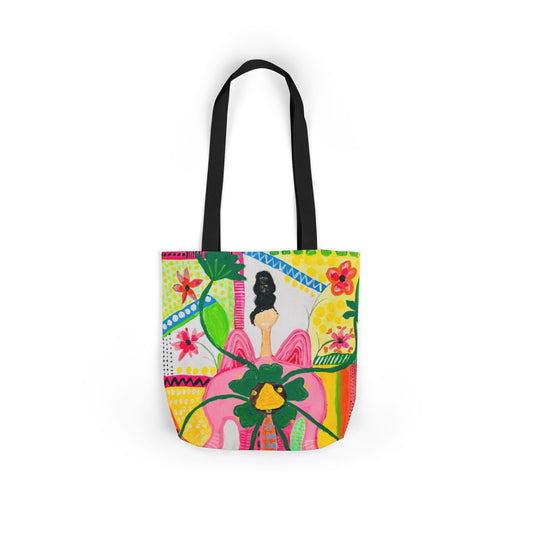 Floral Folk Art Canvas Tote