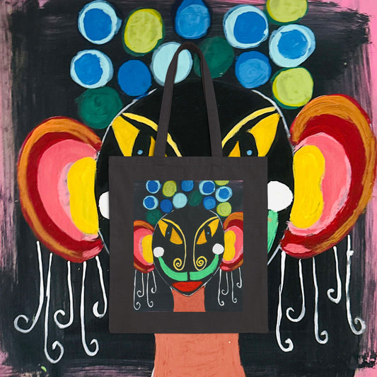 Canvas Tote Bag — 'Love Letters' Vintage Envelope & Colorful Abstract Mask Art Tote