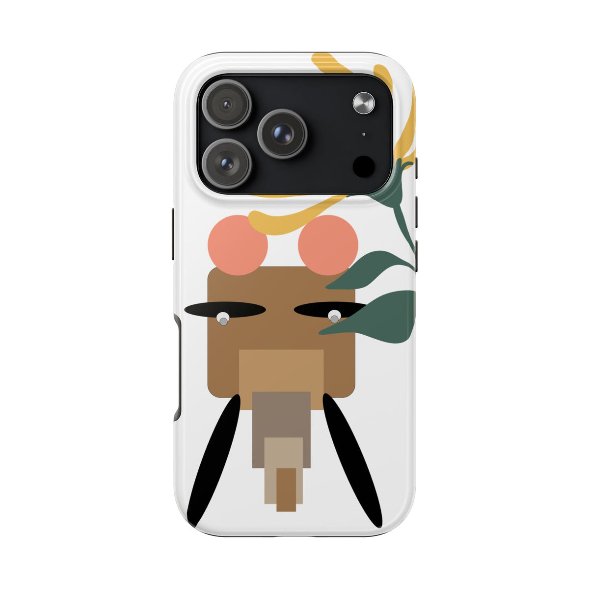 Tough Phone Case – Whimsical Elephant Dizzy -Floral Face Design, Protective Clear Smartphone Cover