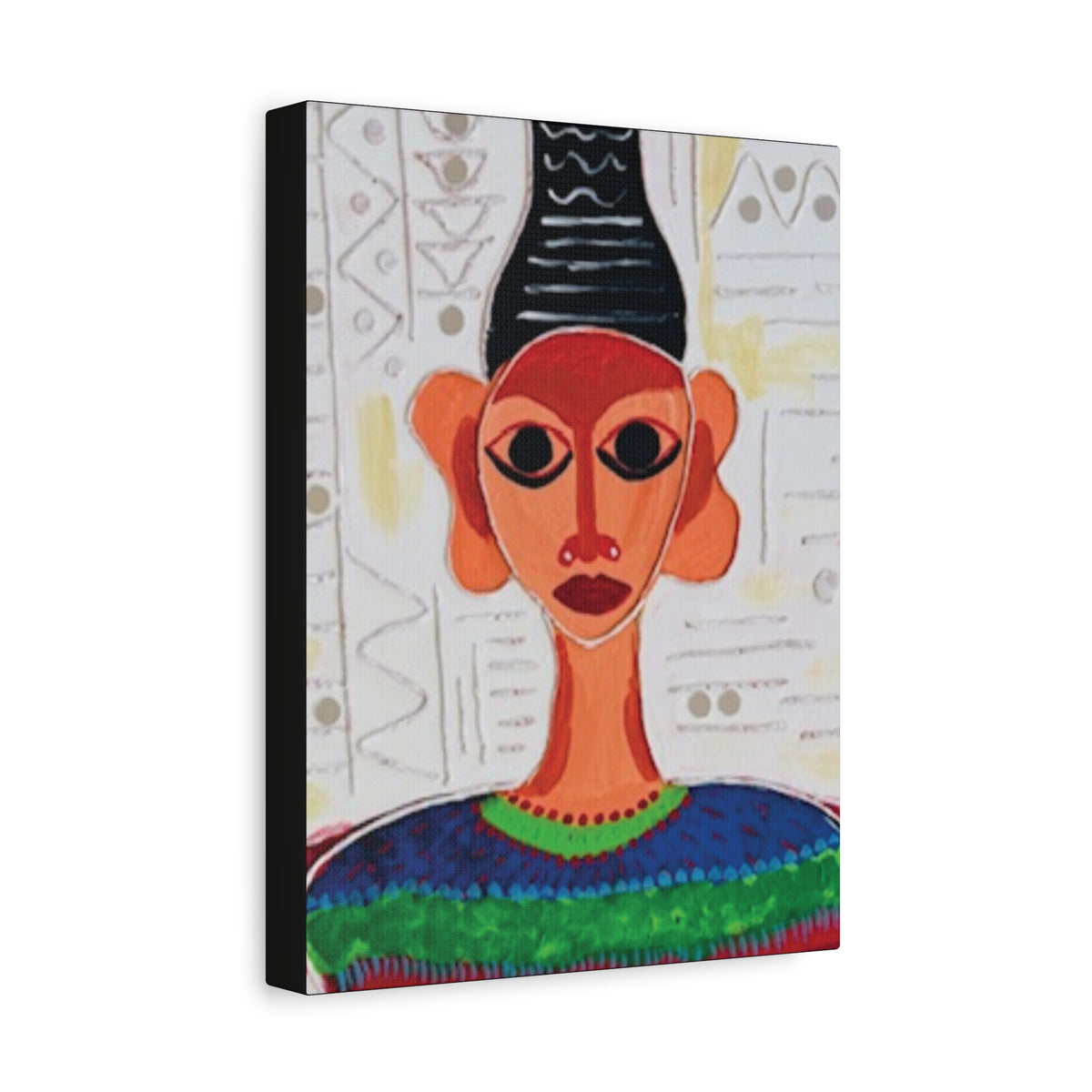 Abstract Tribal Woman Matte Canvas Print — Colorful Boho Wall Art (Stretched 1.25")