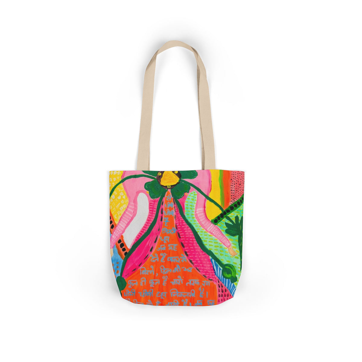 Floral Folk Art Canvas Tote