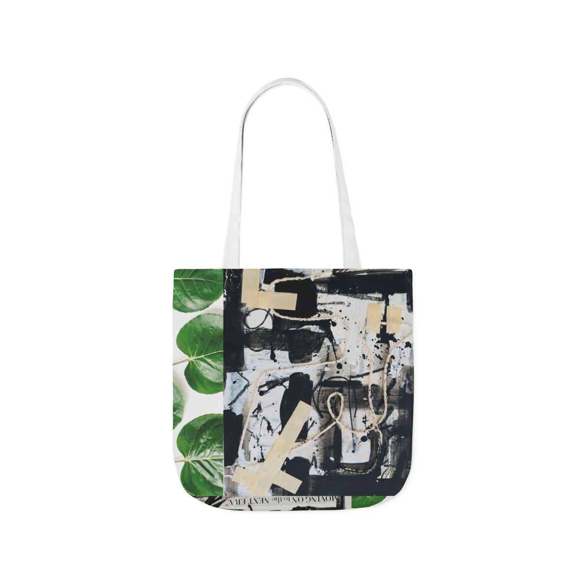 Canvas Tote — Collage Art Eco Tote with Botanical & Vintage Newspaper Design