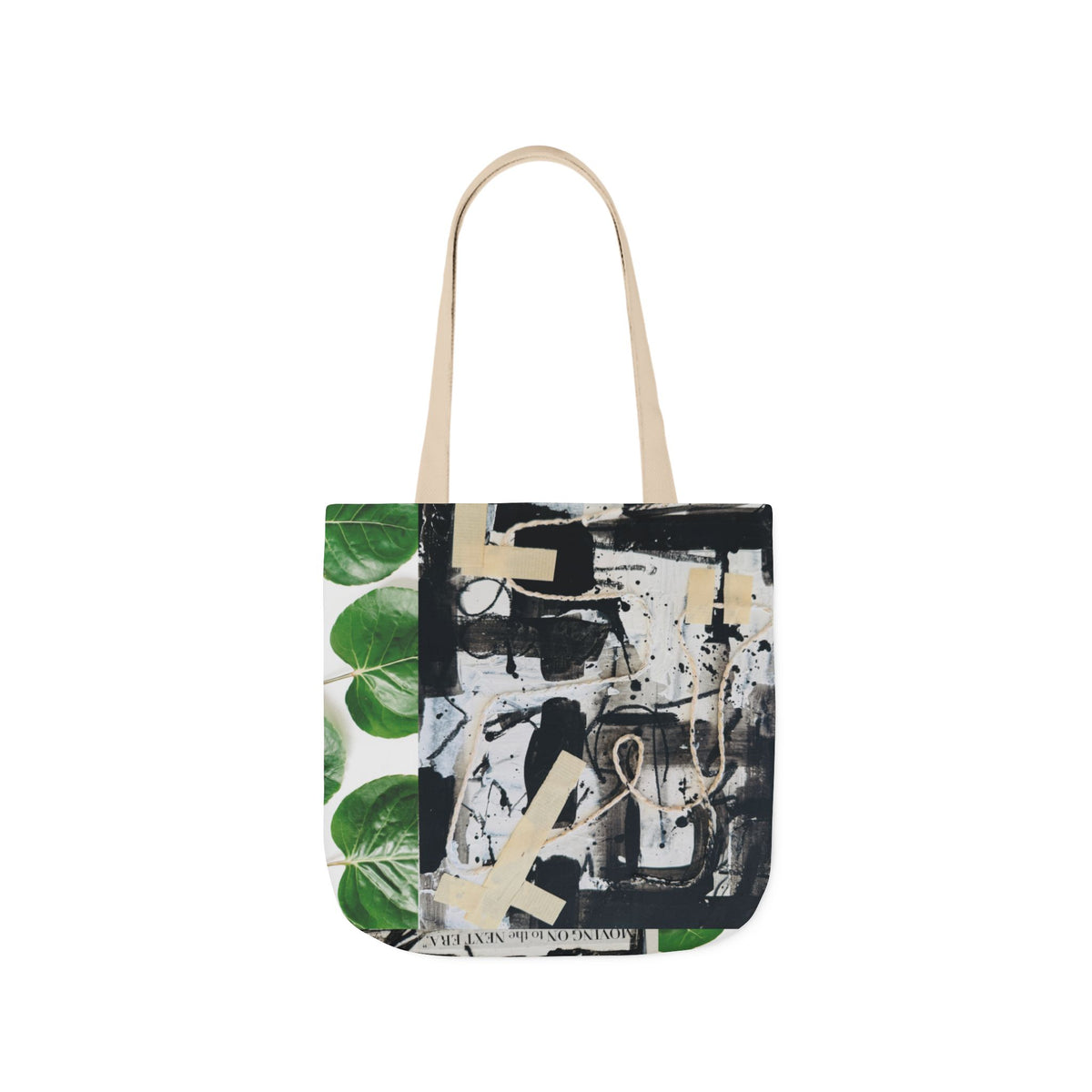Canvas Tote — Collage Art Eco Tote with Botanical & Vintage Newspaper Design