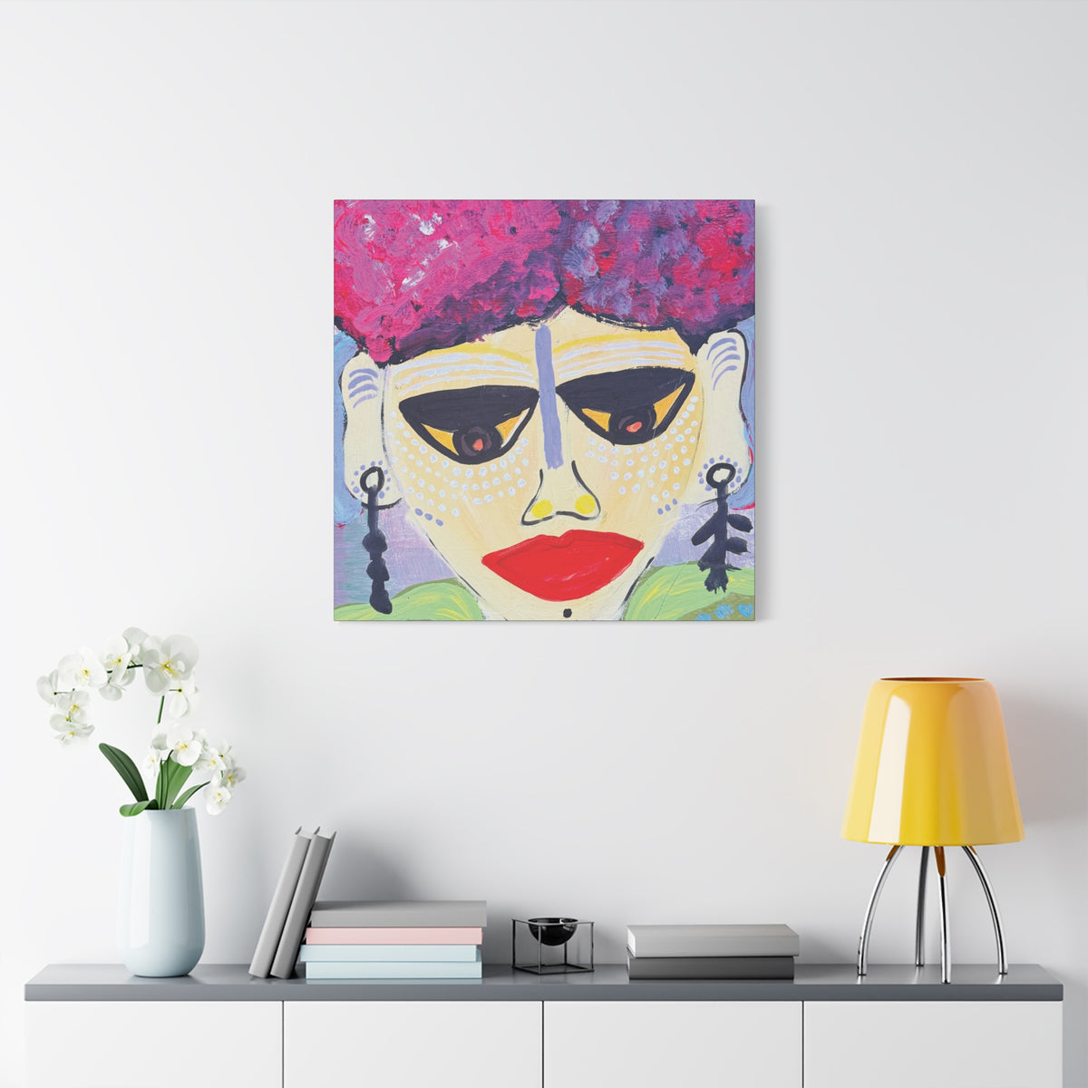 Abstract Portrait Canvas Print — "Village Man" Art on Stretched Matte Canvas