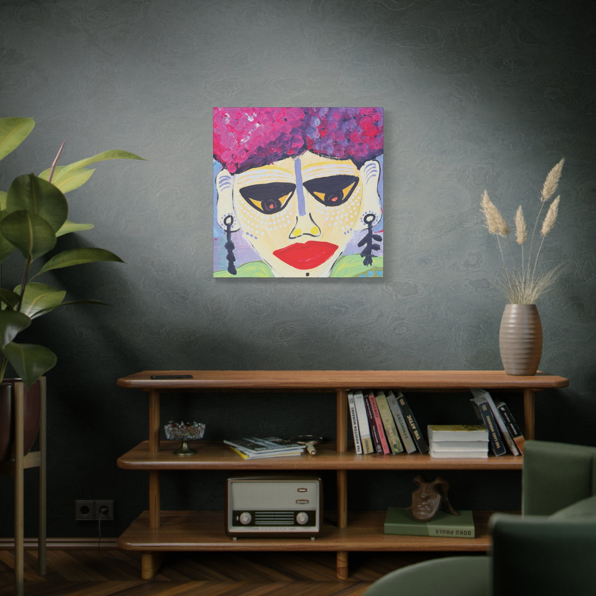Abstract Portrait Canvas Print — "Village Man" Art on Stretched Matte Canvas