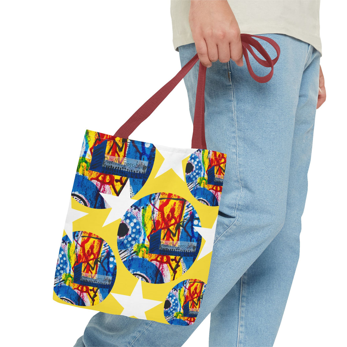 Tote — Bright Star Pattern All-Over Print Tote Bag