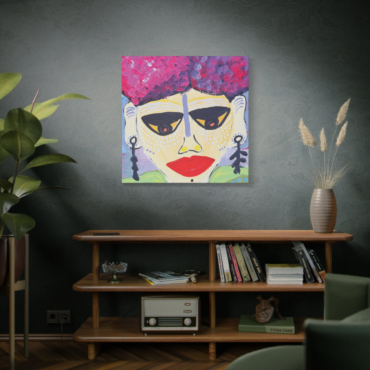 Abstract Portrait Canvas Print — "Village Man" Art on Stretched Matte Canvas