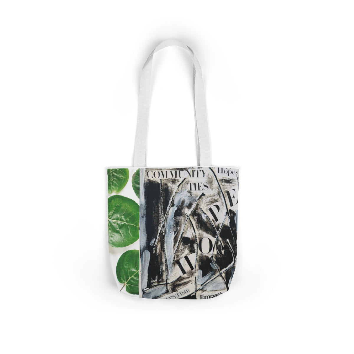 Canvas Tote — Collage Art Eco Tote with Botanical & Vintage Newspaper Design