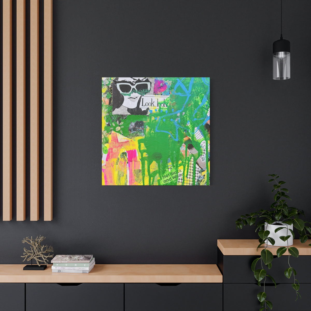 Abstract Pop Art Canvas – "A Story Behind the Eye" Collage Stretched Wall Art