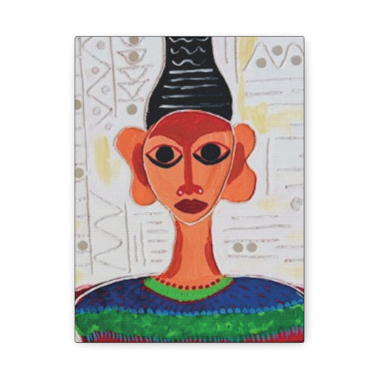 Abstract Tribal Woman Matte Canvas Print — Colorful Boho Wall Art (Stretched 1.25")