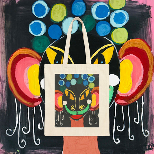 Canvas Tote Bag — 'Love Letters' Vintage Envelope & Colorful Abstract Mask Art Tote