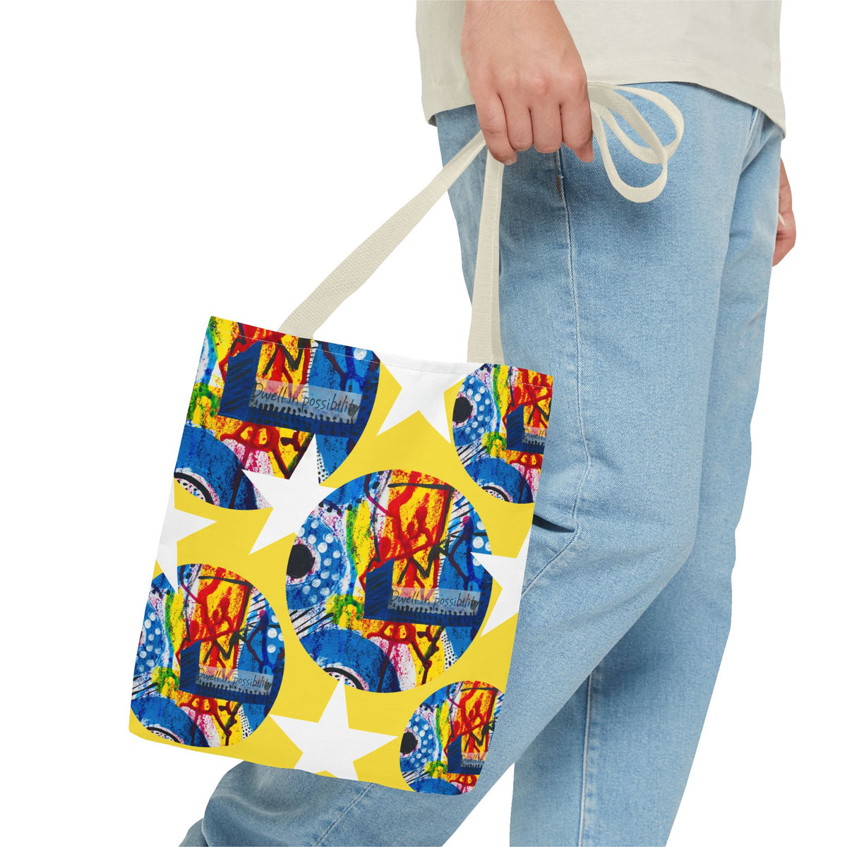 Tote — Bright Star Pattern All-Over Print Tote Bag