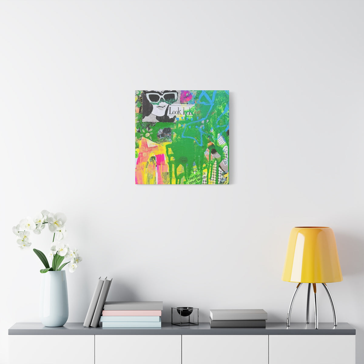 Abstract Pop Art Canvas – "A Story Behind the Eye" Collage Stretched Wall Art