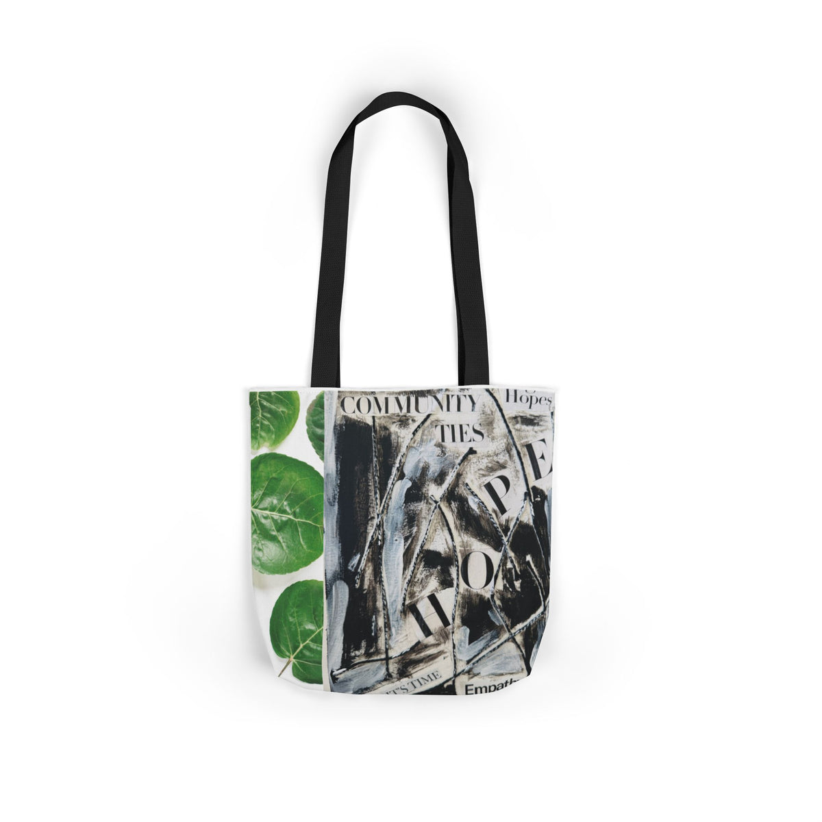 Canvas Tote — Collage Art Eco Tote with Botanical & Vintage Newspaper Design