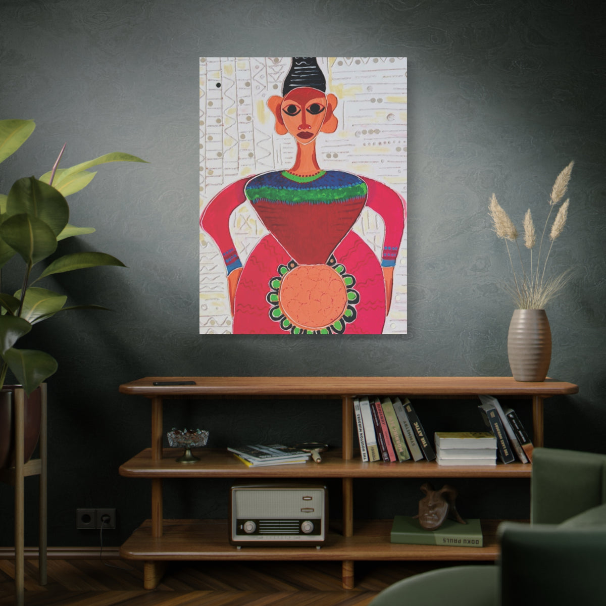 Abstract Tribal Woman Matte Canvas Print — Colorful Boho Wall Art (Stretched 1.25")