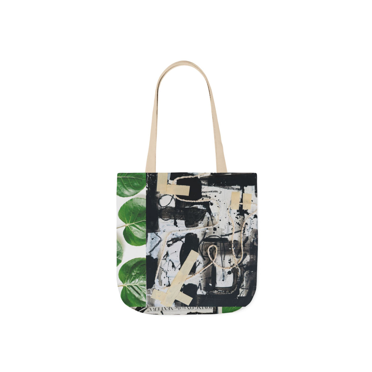 Canvas Tote — Collage Art Eco Tote with Botanical & Vintage Newspaper Design