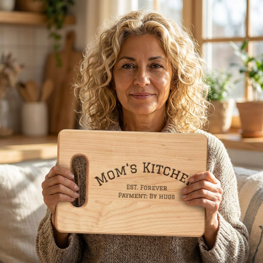 Mom's Kitchen engraved Wooden Cutting Board | Personalized Kitchen Signage