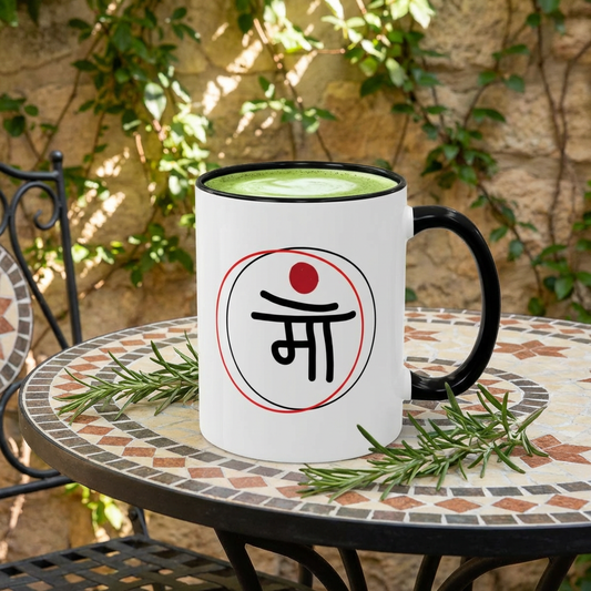 Coffee Mug — Hindi 'Maa' (म) Accent Ceramic Mug, Mother's Day Gift