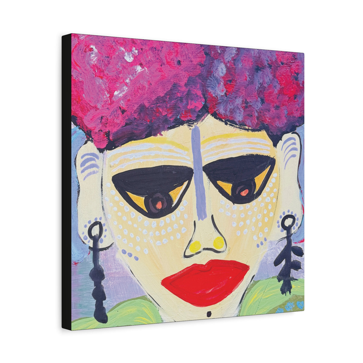 Abstract Portrait Canvas Print — "Village Man" Art on Stretched Matte Canvas