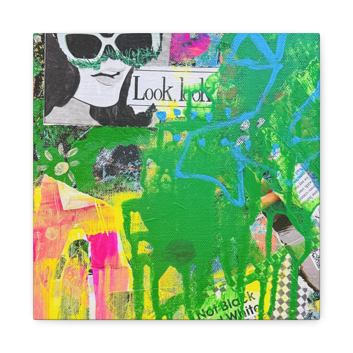 Abstract Pop Art Canvas – "A Story Behind the Eye" Collage Stretched Wall Art