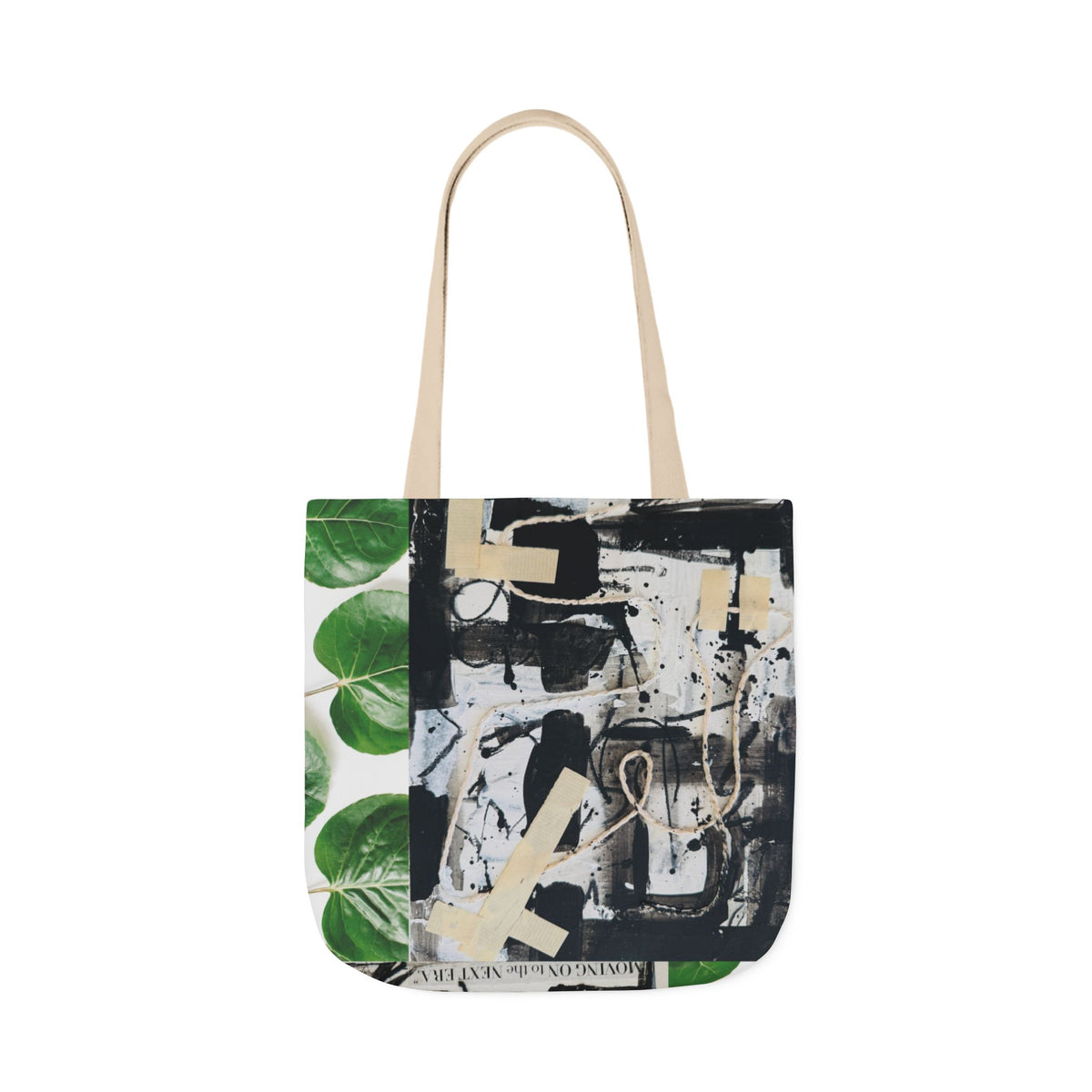 Canvas Tote — Collage Art Eco Tote with Botanical & Vintage Newspaper Design