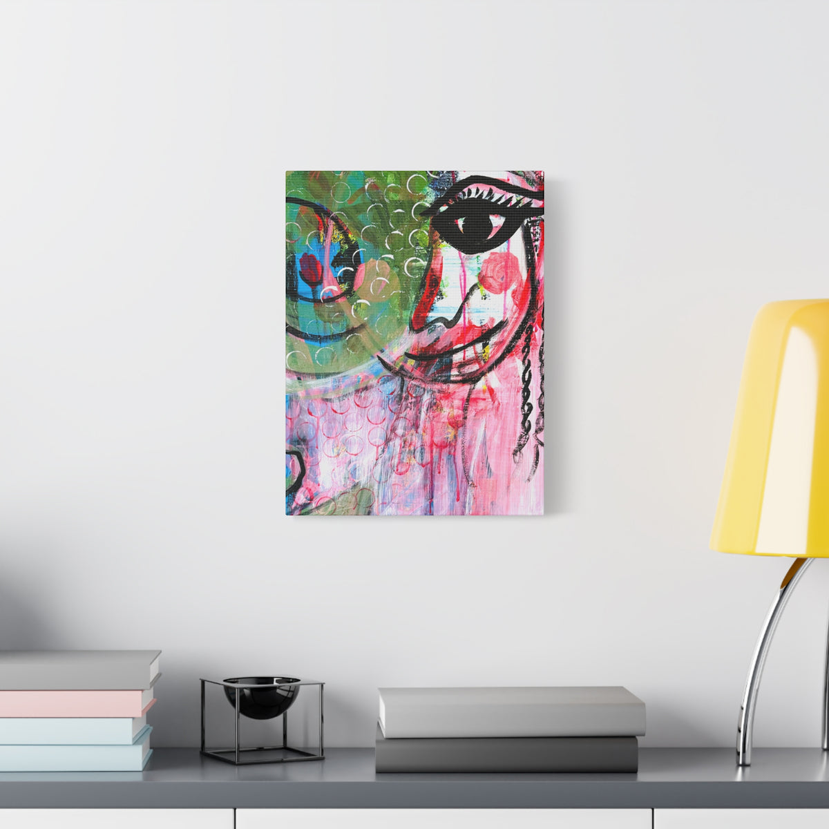 "Seeing Through the Noise"-Art Canvas Print – Colorful Mixed Media Portrait on Matte Stretched Canvas