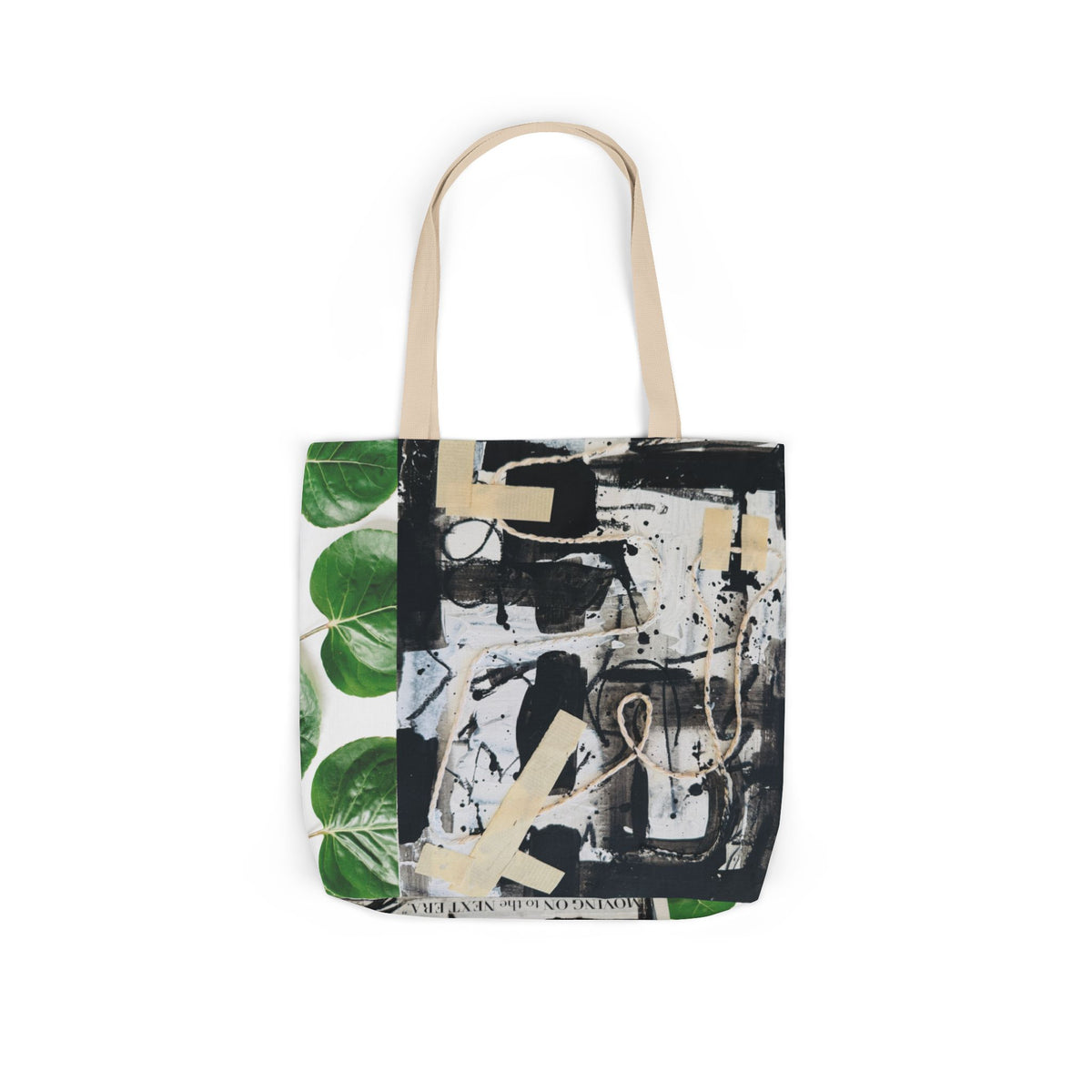 Canvas Tote — Collage Art Eco Tote with Botanical & Vintage Newspaper Design