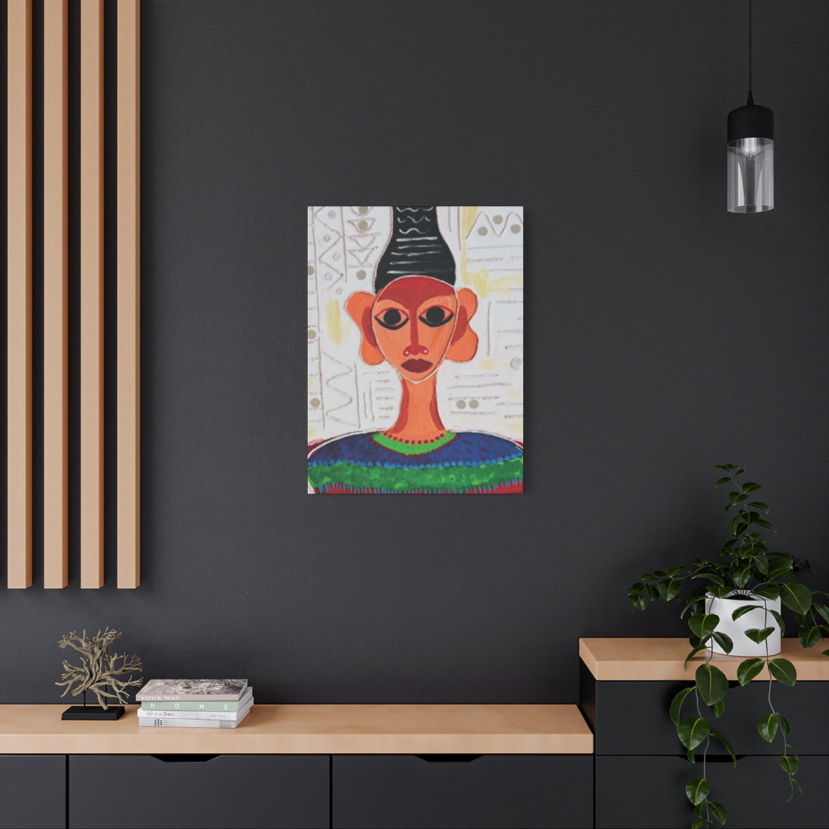Abstract Tribal Woman Matte Canvas Print — Colorful Boho Wall Art (Stretched 1.25")