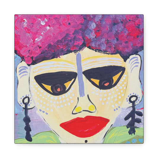 Abstract Portrait Canvas Print — "Village Man" Art on Stretched Matte Canvas