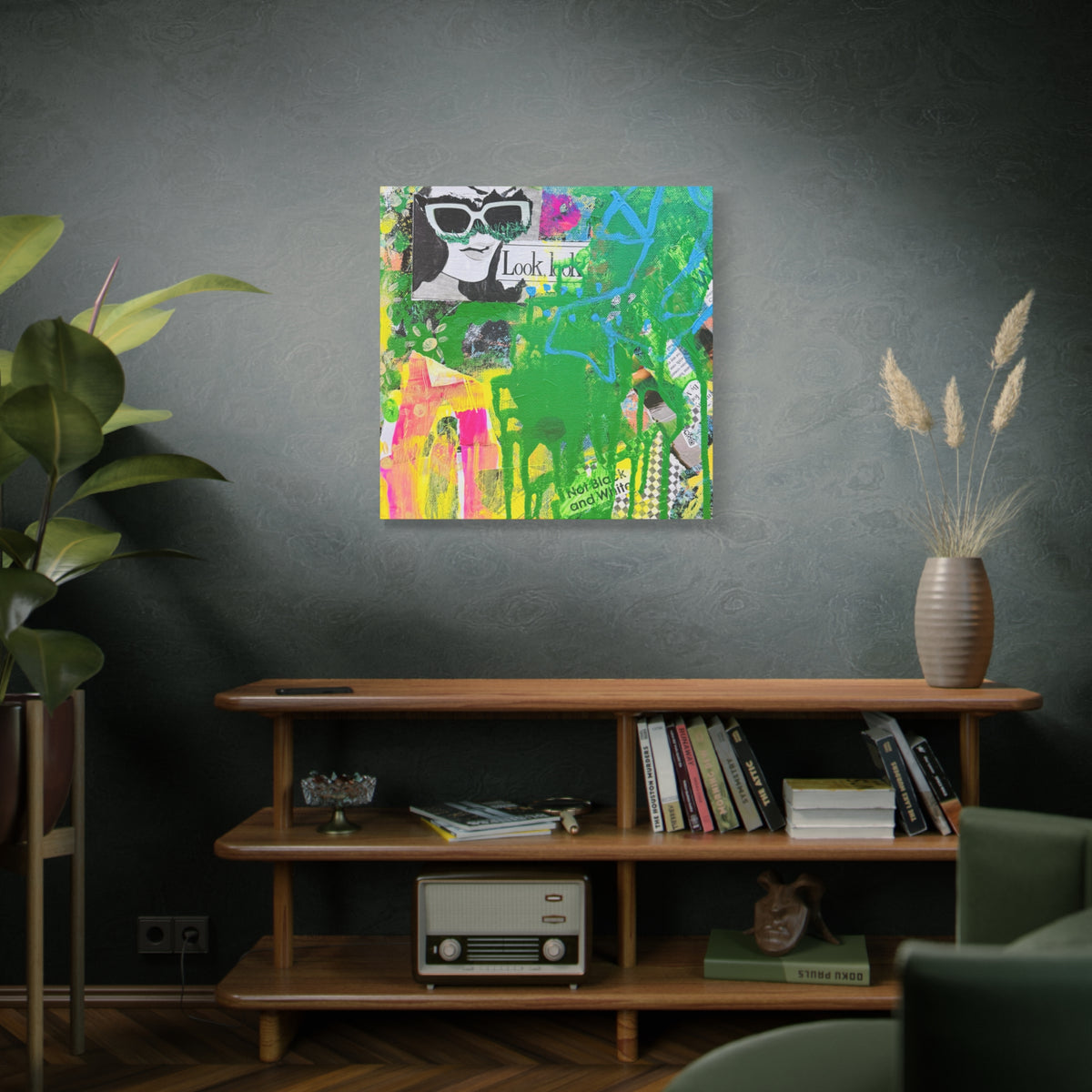 Abstract Pop Art Canvas – "A Story Behind the Eye" Collage Stretched Wall Art
