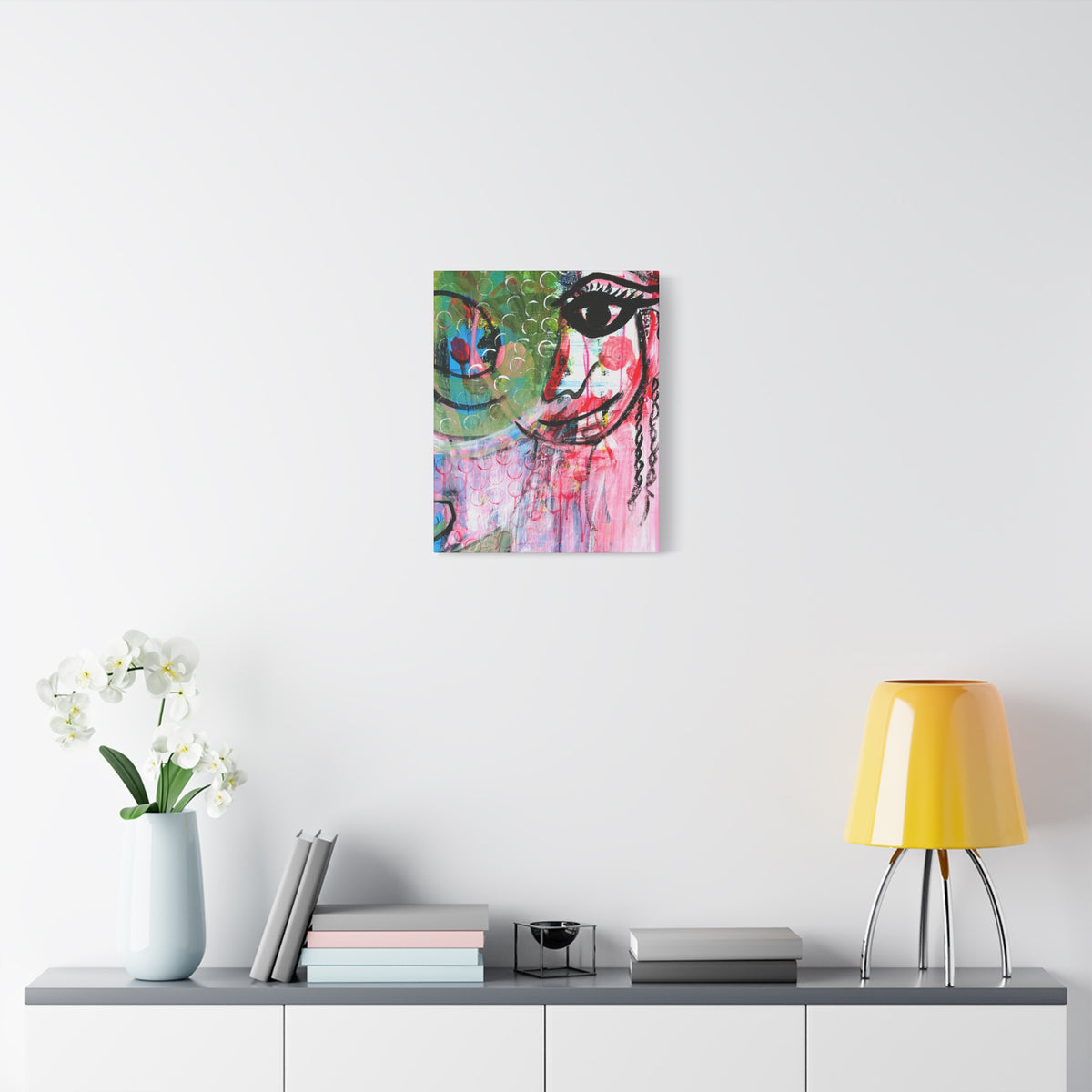 "Seeing Through the Noise"-Art Canvas Print – Colorful Mixed Media Portrait on Matte Stretched Canvas