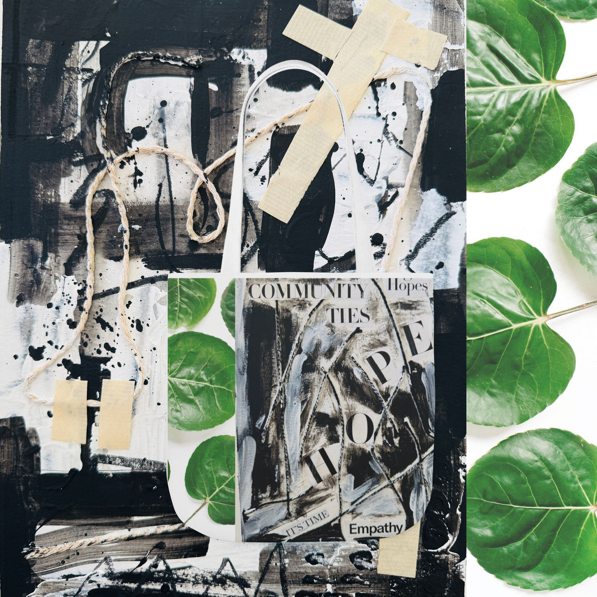 Canvas Tote — Collage Art Eco Tote with Botanical & Vintage Newspaper Design