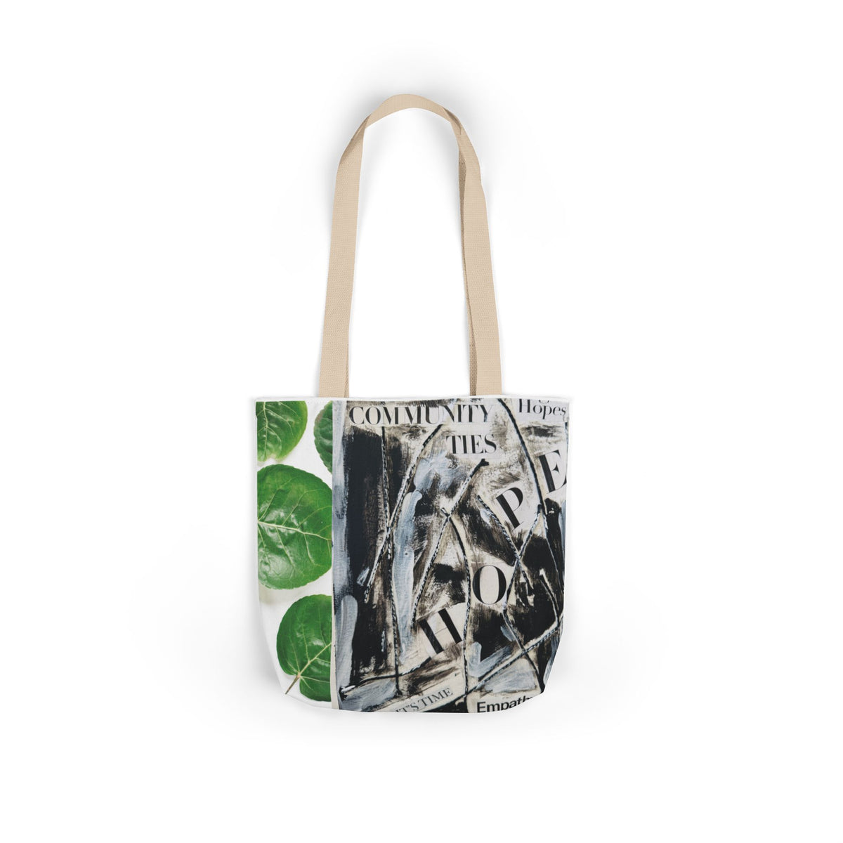 Canvas Tote — Collage Art Eco Tote with Botanical & Vintage Newspaper Design