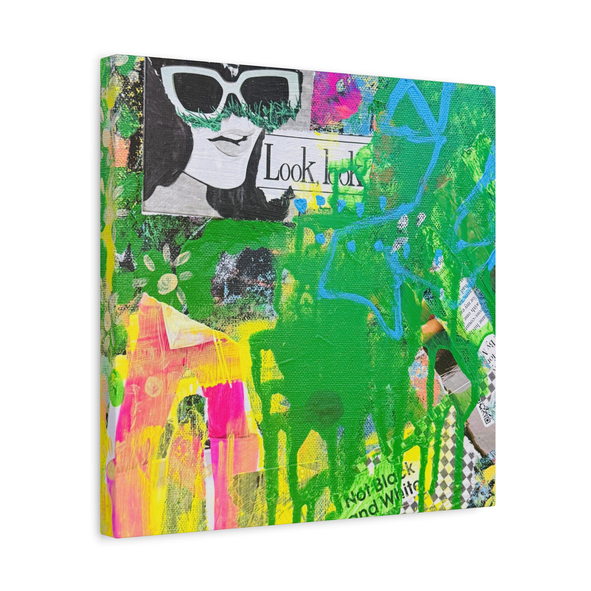 Abstract Pop Art Canvas – "A Story Behind the Eye" Collage Stretched Wall Art