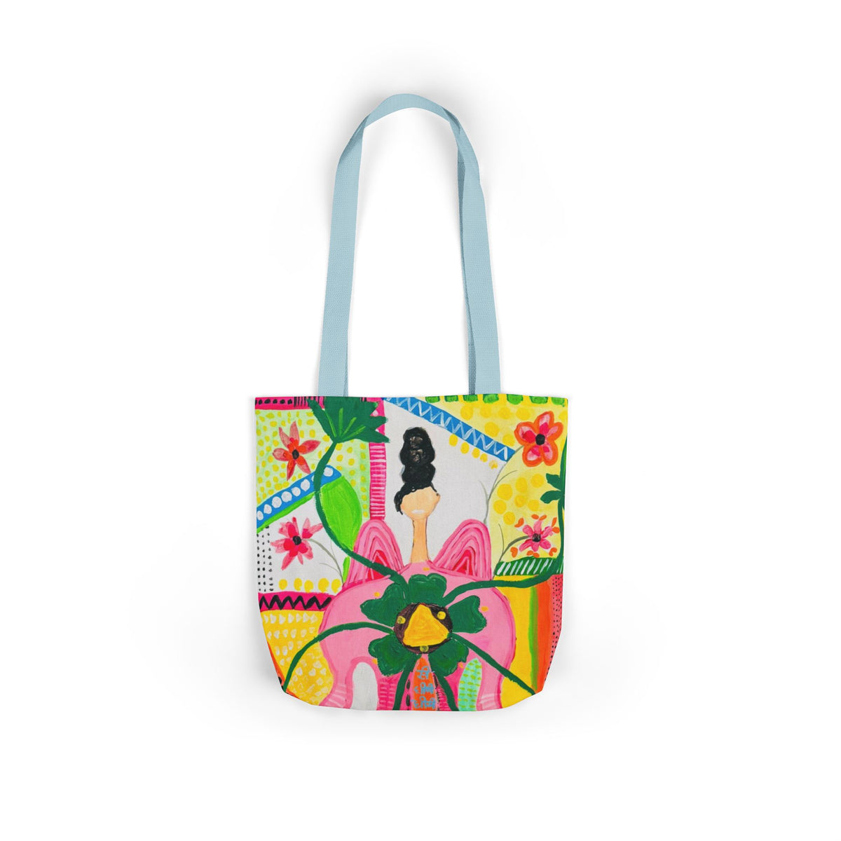 Floral Folk Art Canvas Tote