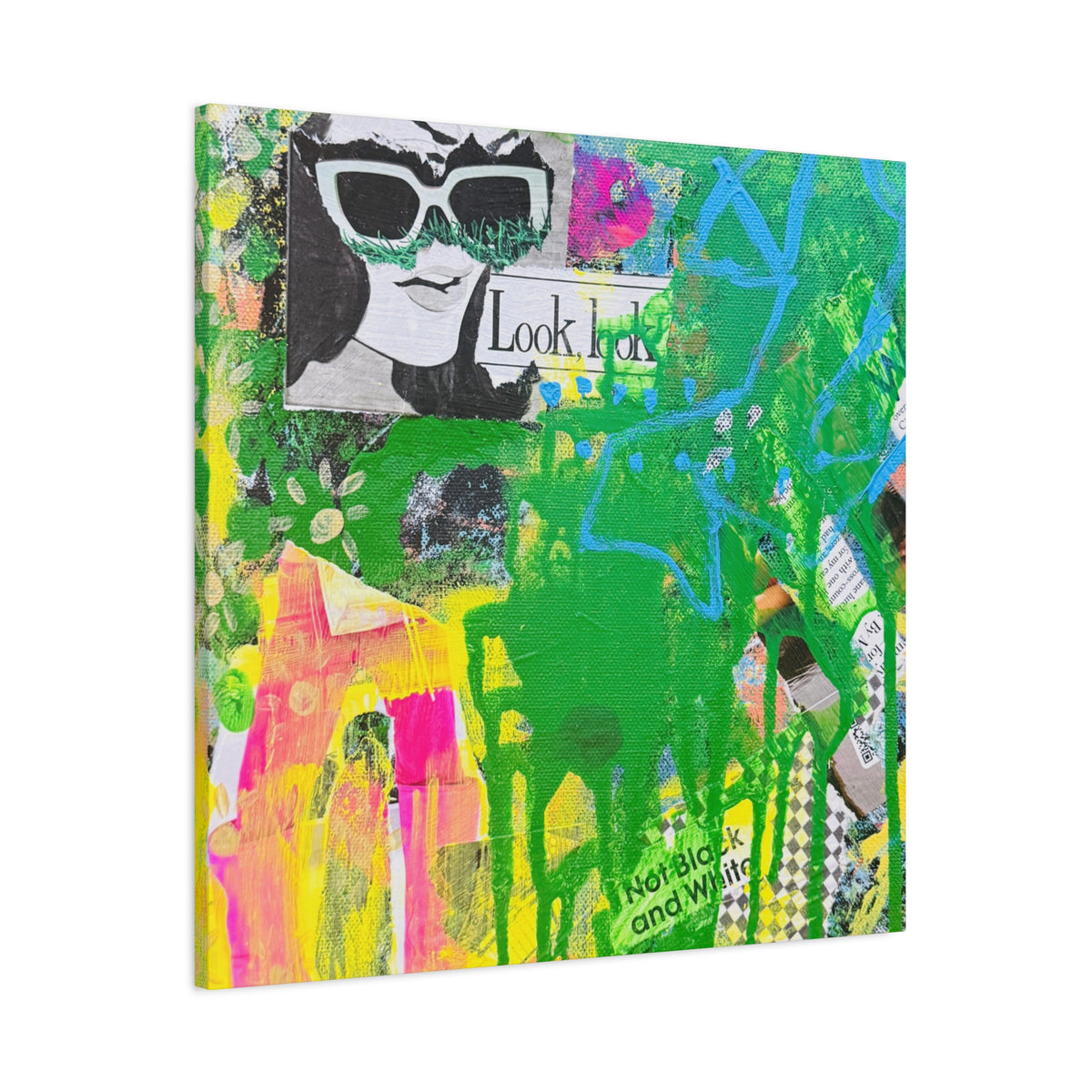 Abstract Pop Art Canvas – "A Story Behind the Eye" Collage Stretched Wall Art