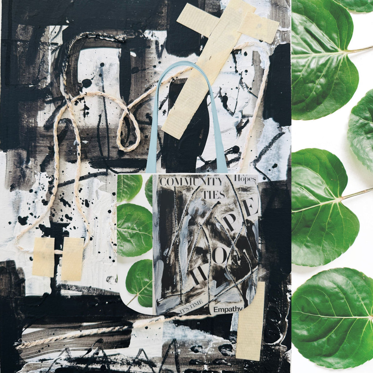 Canvas Tote — Collage Art Eco Tote with Botanical & Vintage Newspaper Design