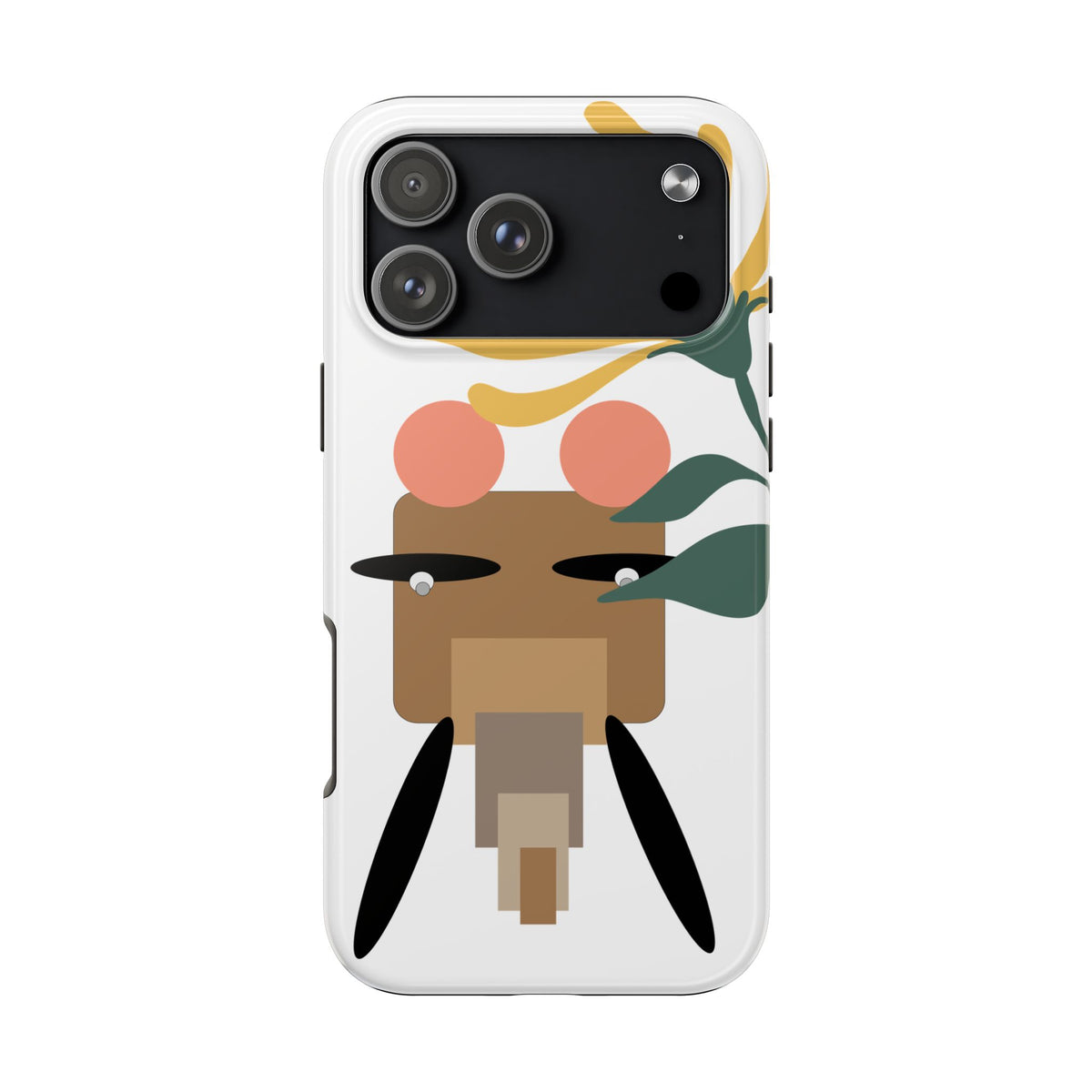 Tough Phone Case – Whimsical Elephant Dizzy -Floral Face Design, Protective Clear Smartphone Cover