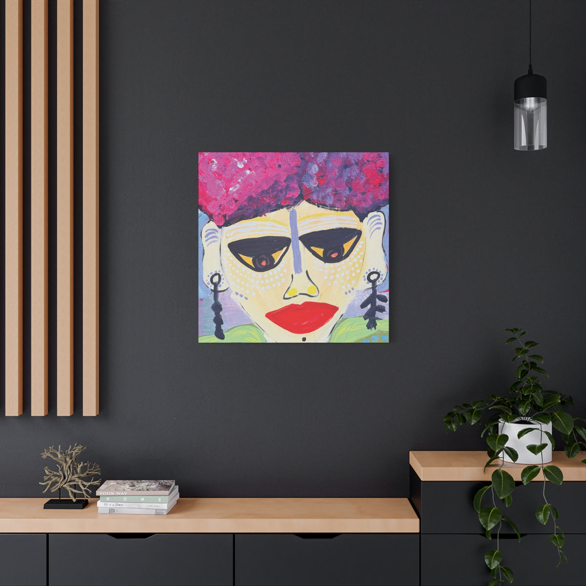 Abstract Portrait Canvas Print — "Village Man" Art on Stretched Matte Canvas