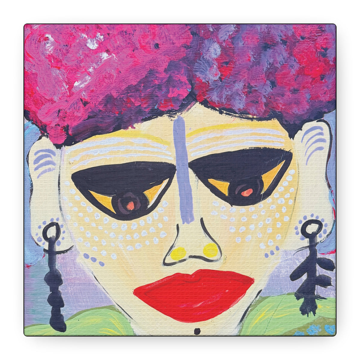 Abstract Portrait Canvas Print — "Village Man" Art on Stretched Matte Canvas