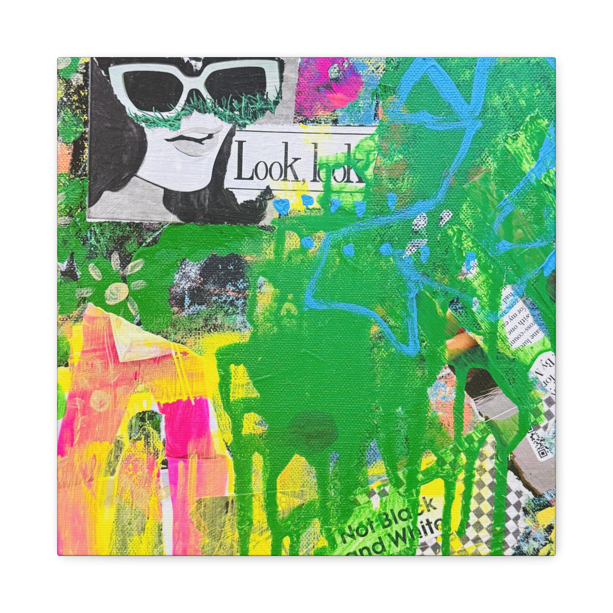Abstract Pop Art Canvas – "A Story Behind the Eye" Collage Stretched Wall Art