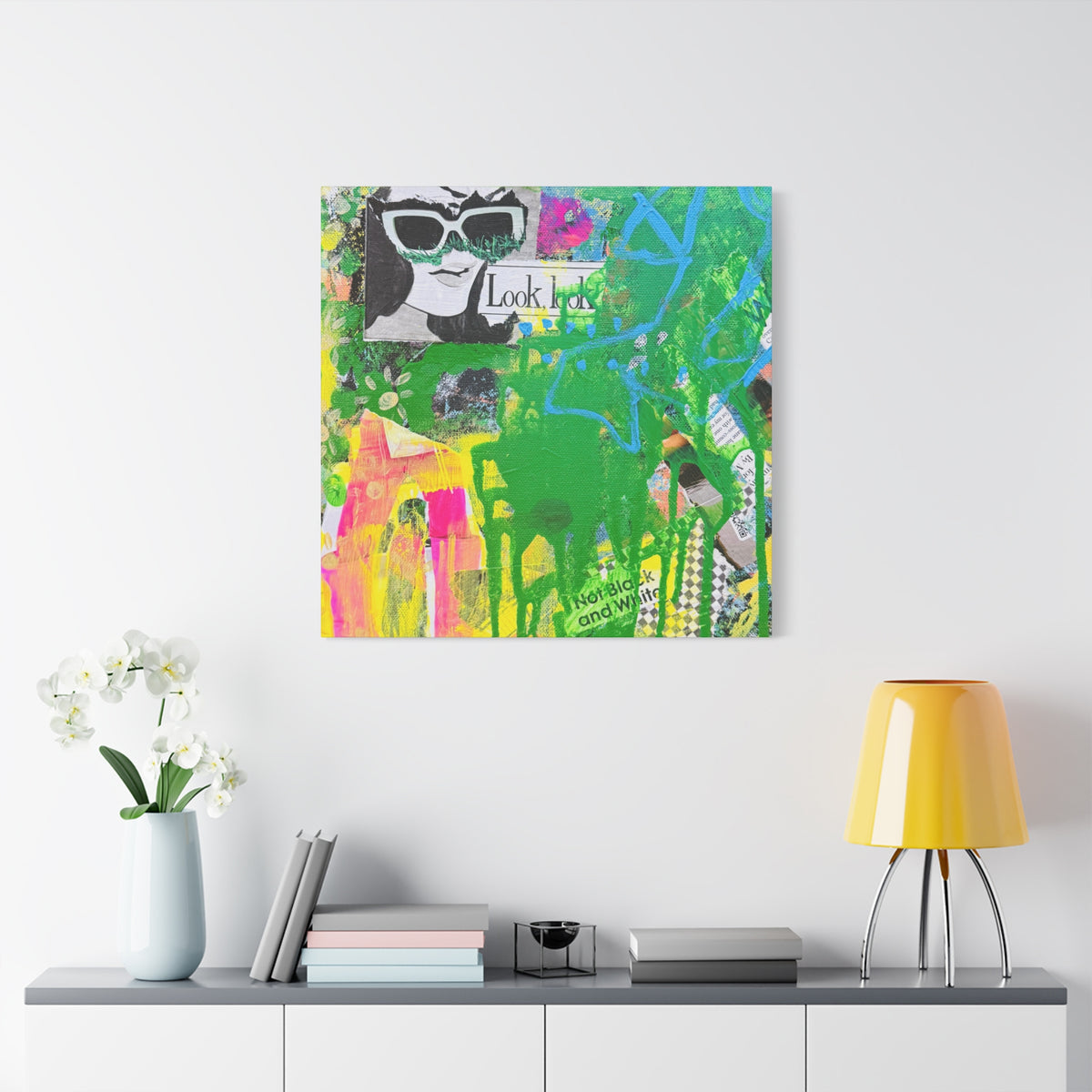 Abstract Pop Art Canvas – "A Story Behind the Eye" Collage Stretched Wall Art