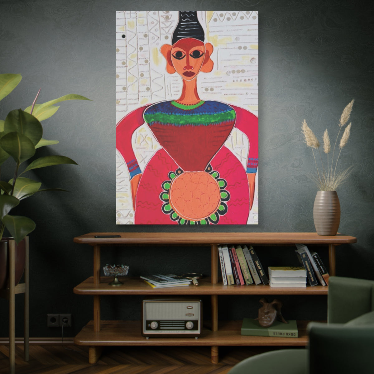 Abstract Tribal Woman Matte Canvas Print — Colorful Boho Wall Art (Stretched 1.25")