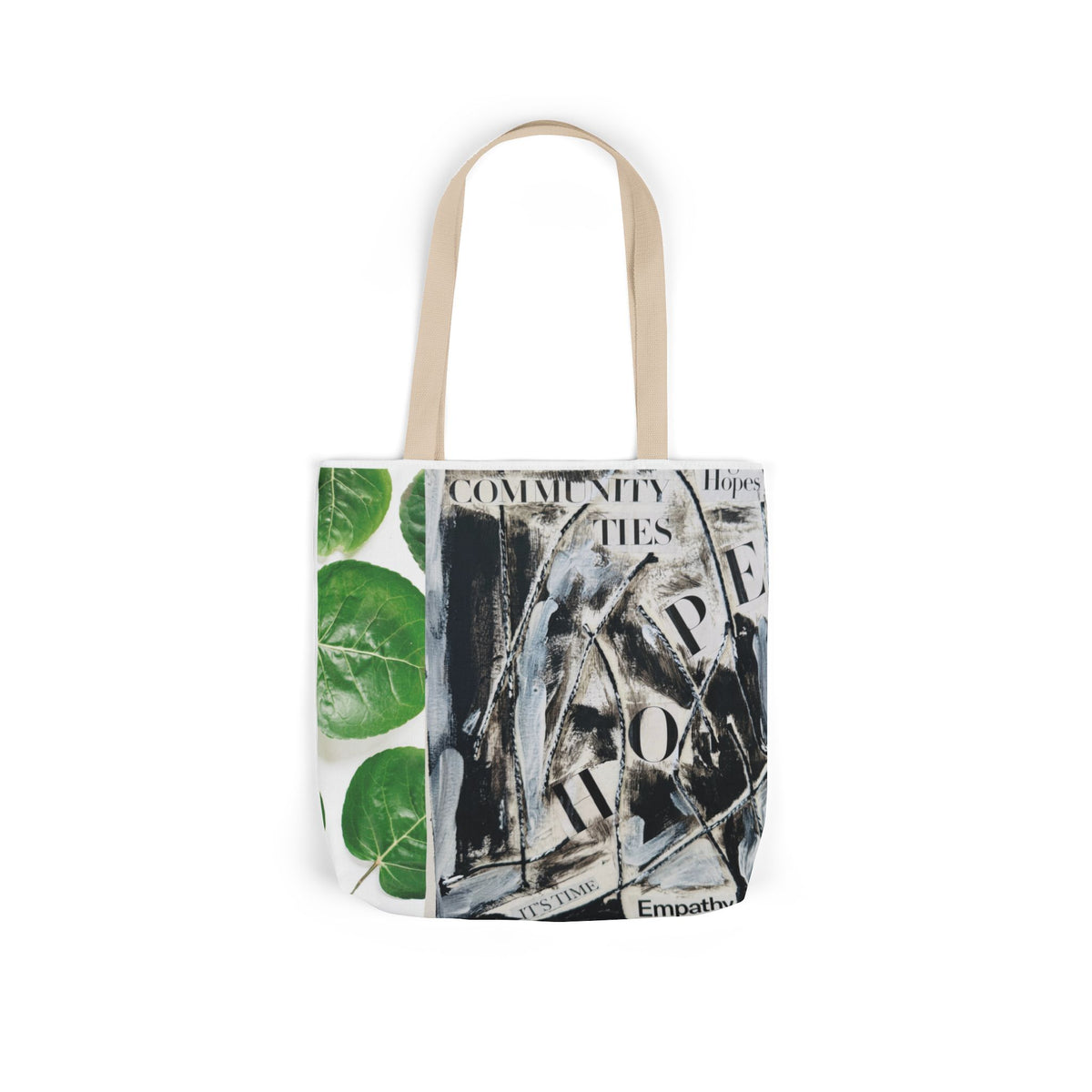 Canvas Tote — Collage Art Eco Tote with Botanical & Vintage Newspaper Design