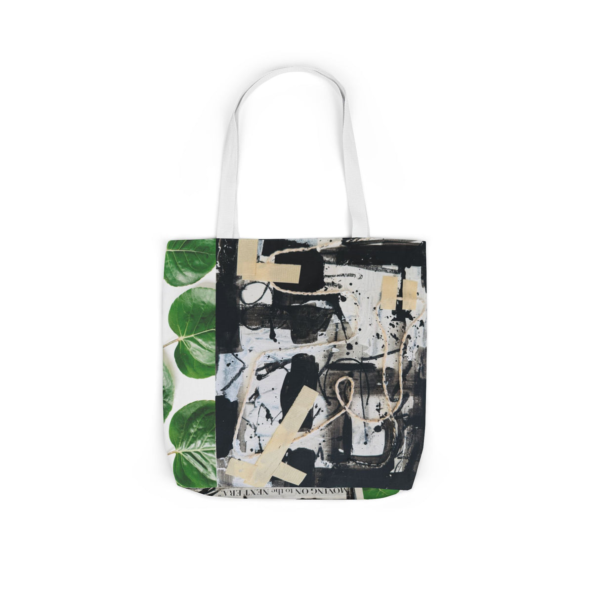 Canvas Tote — Collage Art Eco Tote with Botanical & Vintage Newspaper Design