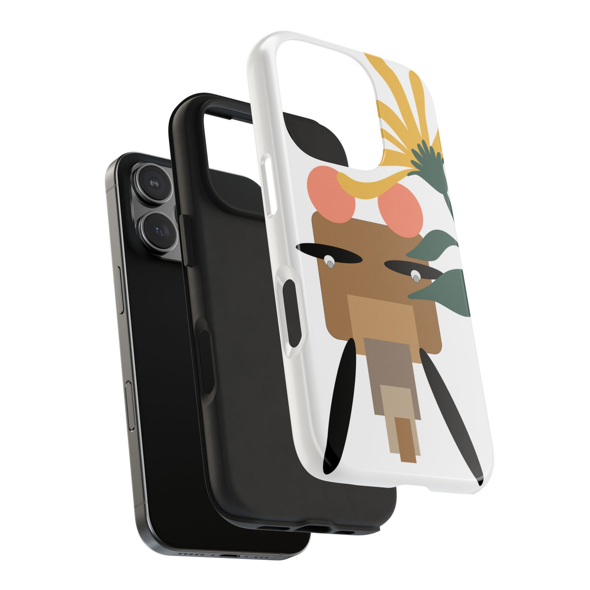 Tough Phone Case – Whimsical Elephant Dizzy -Floral Face Design, Protective Clear Smartphone Cover