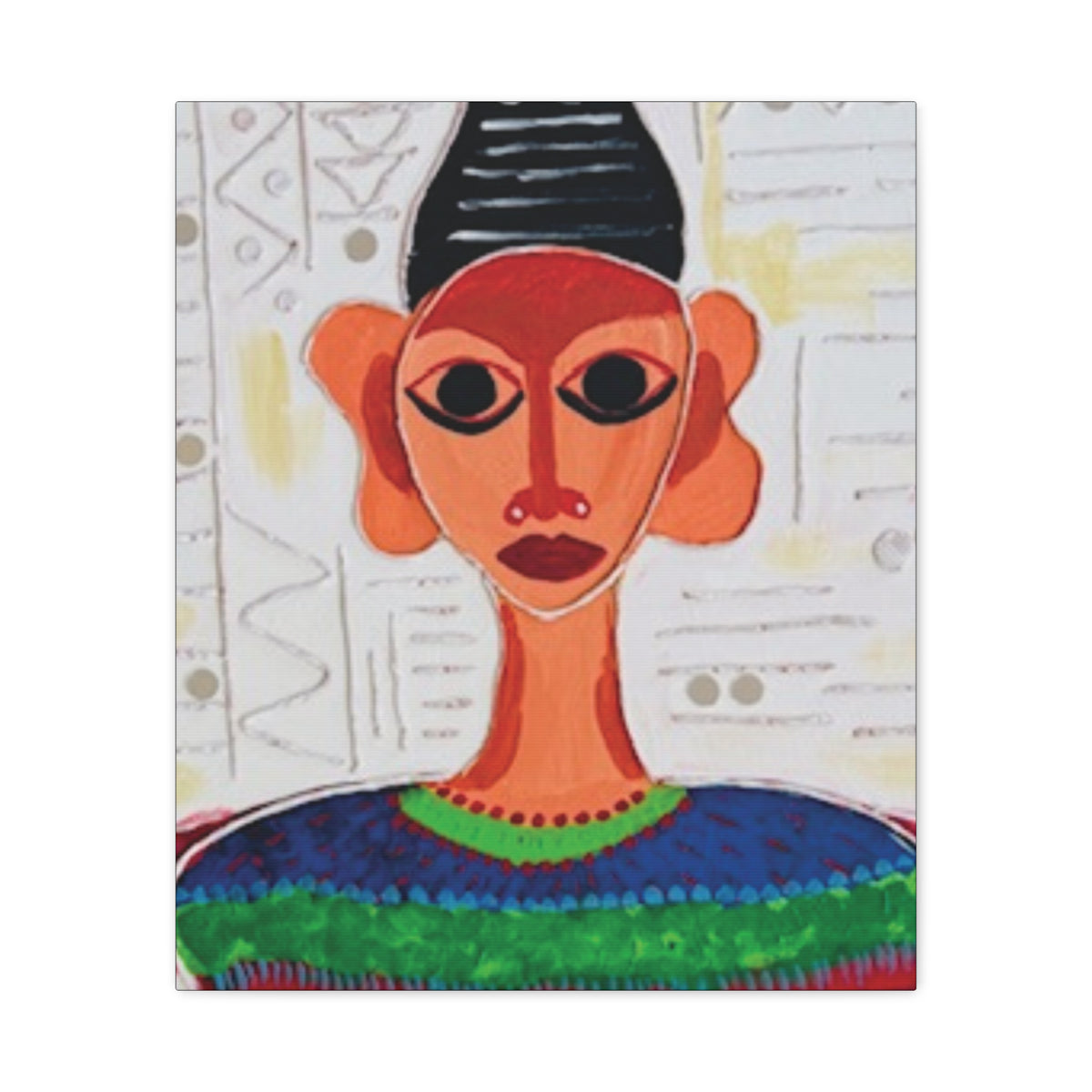 Abstract Tribal Woman Matte Canvas Print — Colorful Boho Wall Art (Stretched 1.25")