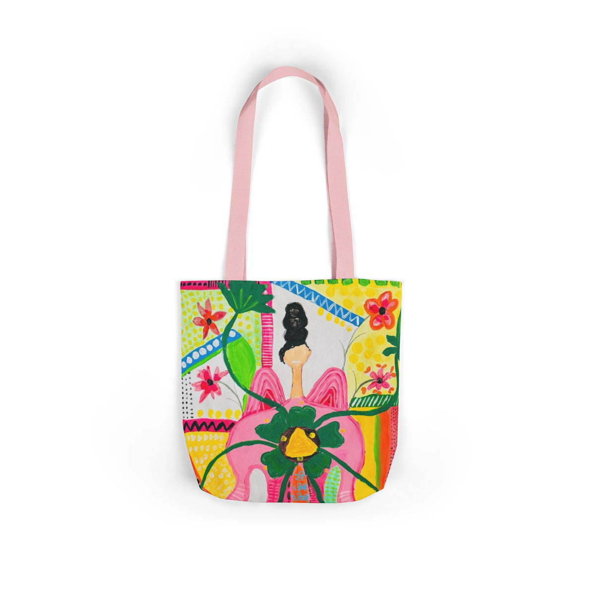 Floral Folk Art Canvas Tote