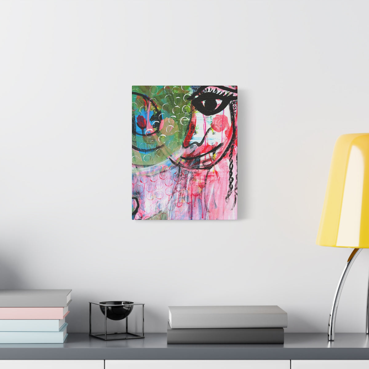 "Seeing Through the Noise"-Art Canvas Print – Colorful Mixed Media Portrait on Matte Stretched Canvas